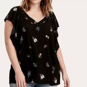Torrid black and floral top